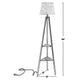 Tapered Drum Shade Floor Lamp With 2 Open Shelves White And Black