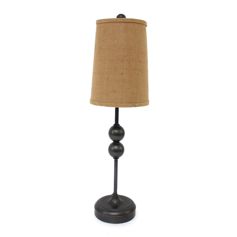Metal Spindle Design Table Lamp with Cone Shade and Round Base Black-zoom-