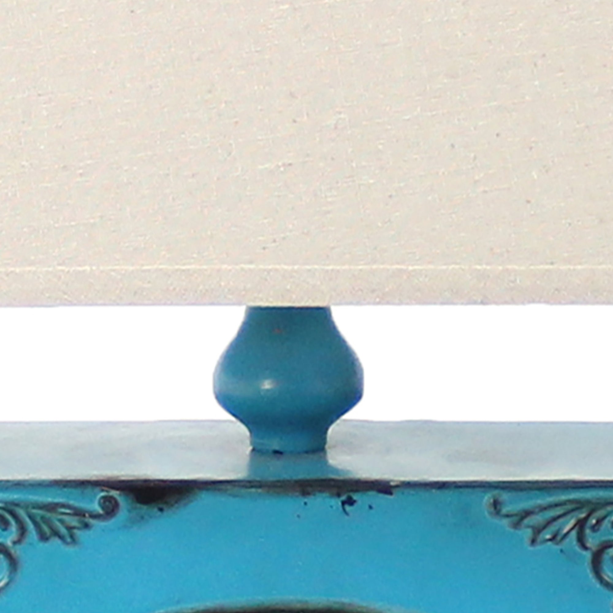 Clock Design Metal Table Lamp With Tapered Shade Blue And Beige-zoom-3