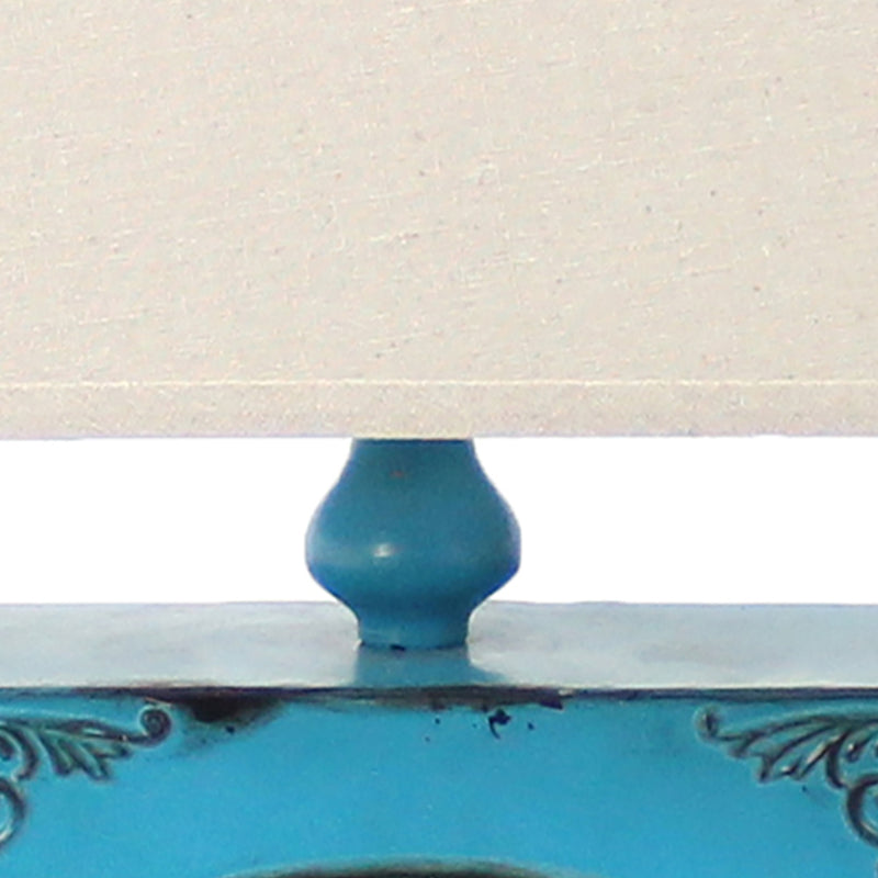Clock Design Metal Table Lamp With Tapered Shade Blue And Beige-zoom-