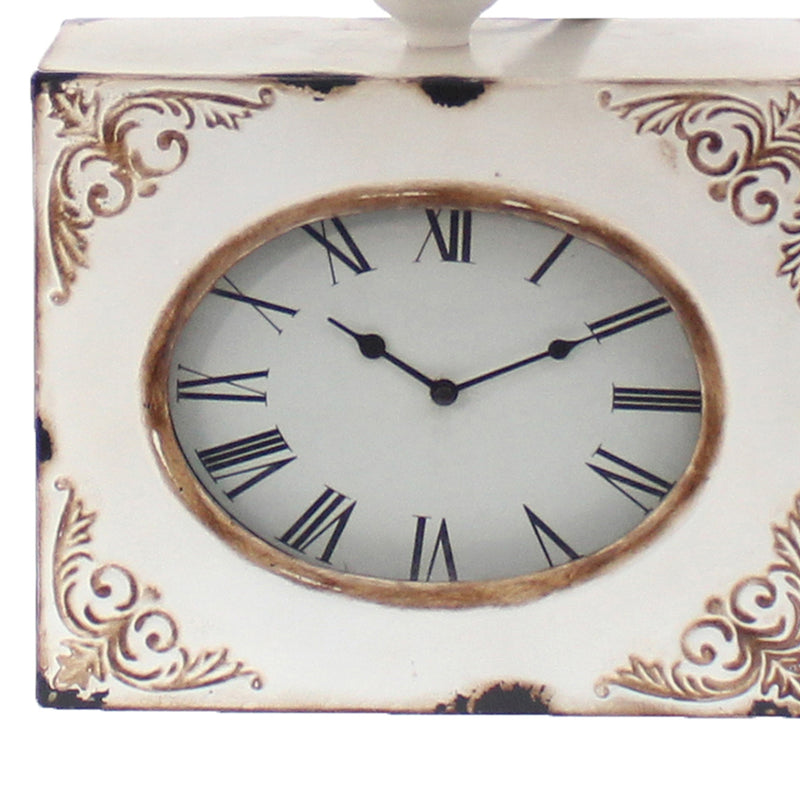 Clock Design Metal Table Lamp With Tapered Shade white And Beige-zoom-