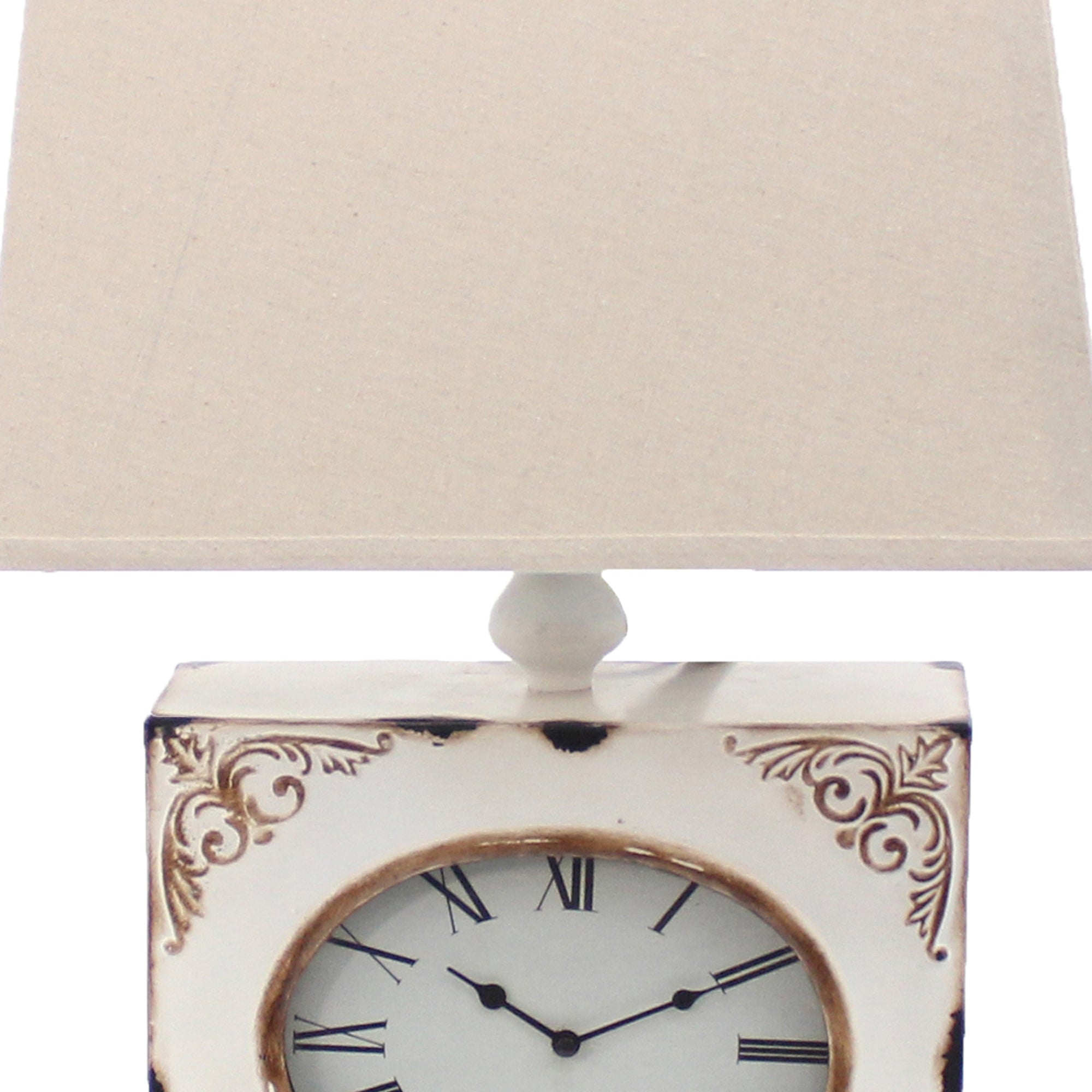 Clock Design Metal Table Lamp With Tapered Shade white And Beige-zoom-3