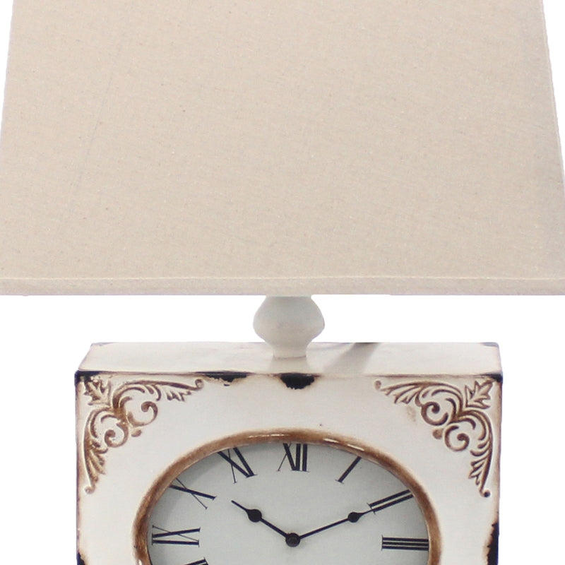 Clock Design Metal Table Lamp With Tapered Shade white And Beige-zoom-