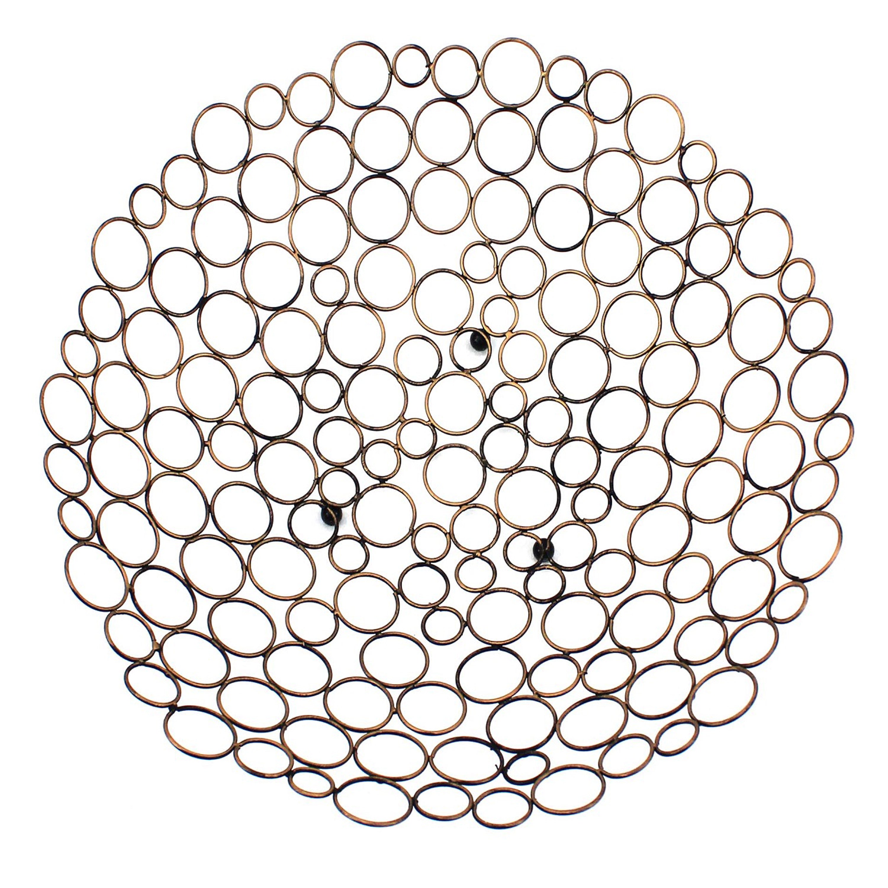 Decorative Metal Tray With Mesh Design And Ball Support Gold And Black