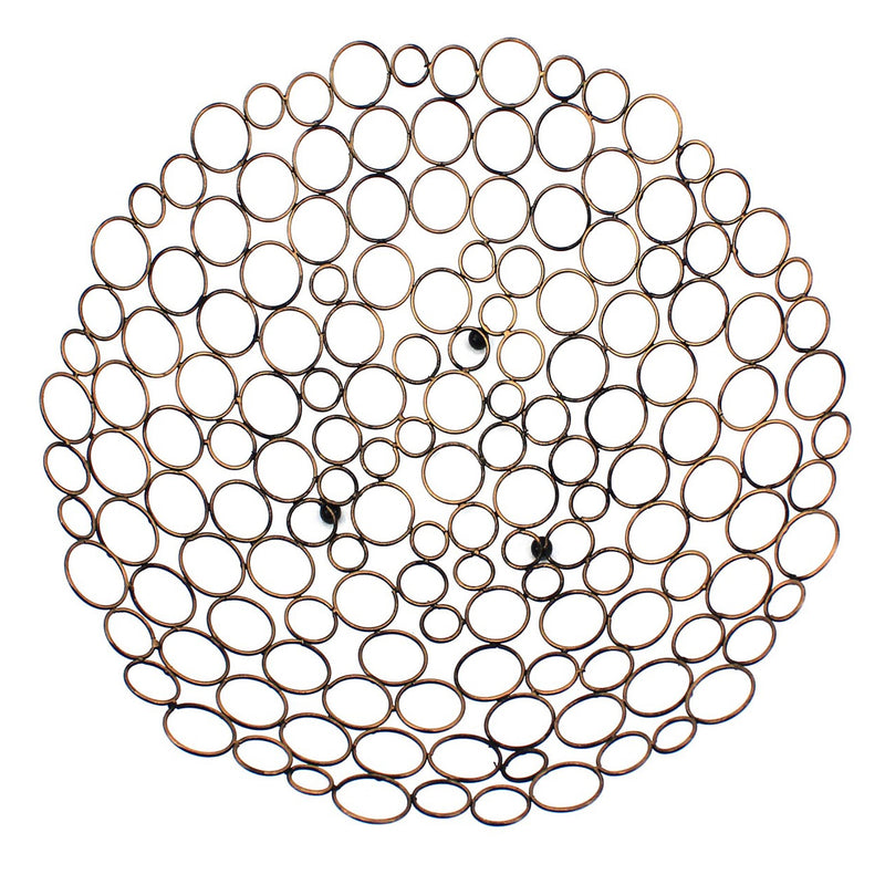 Decorative Metal Tray With Mesh Design And Ball Support Gold And Black-zoom-