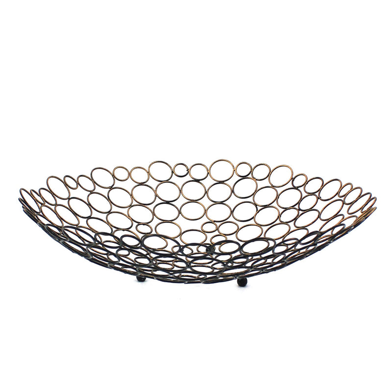 Decorative Metal Tray With Mesh Design And Ball Support Gold And Black-zoom-