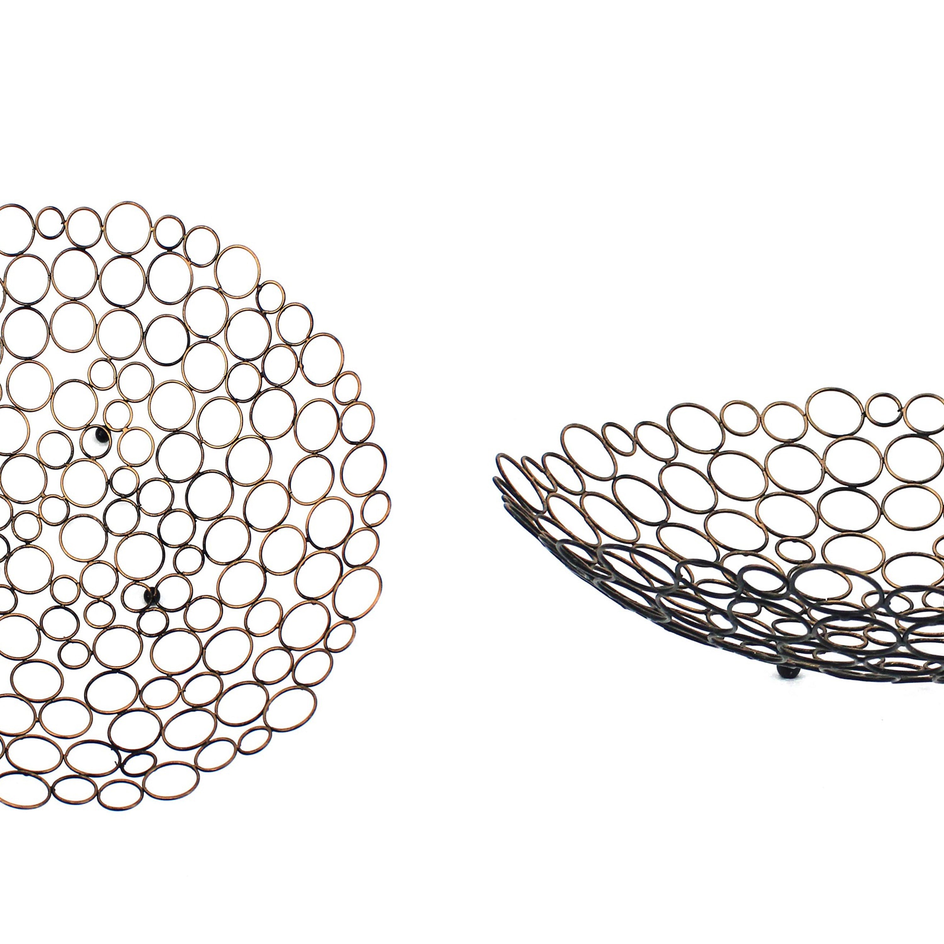 Decorative Metal Tray With Mesh Design And Ball Support Gold And Black-zoom-4