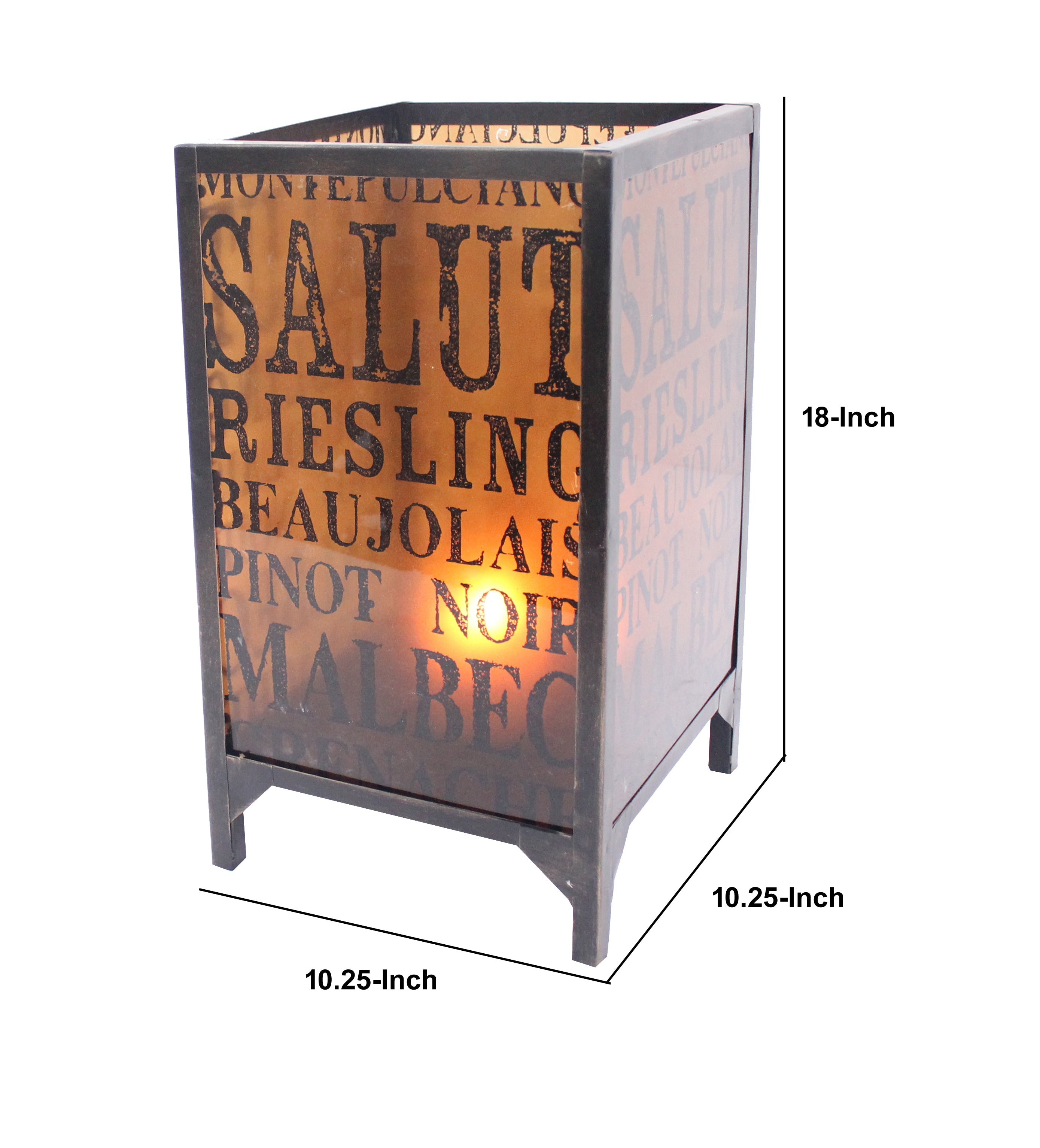 Cuboidal Metal And Glass Candleholder With Typography Black And Clear-zoom-5
