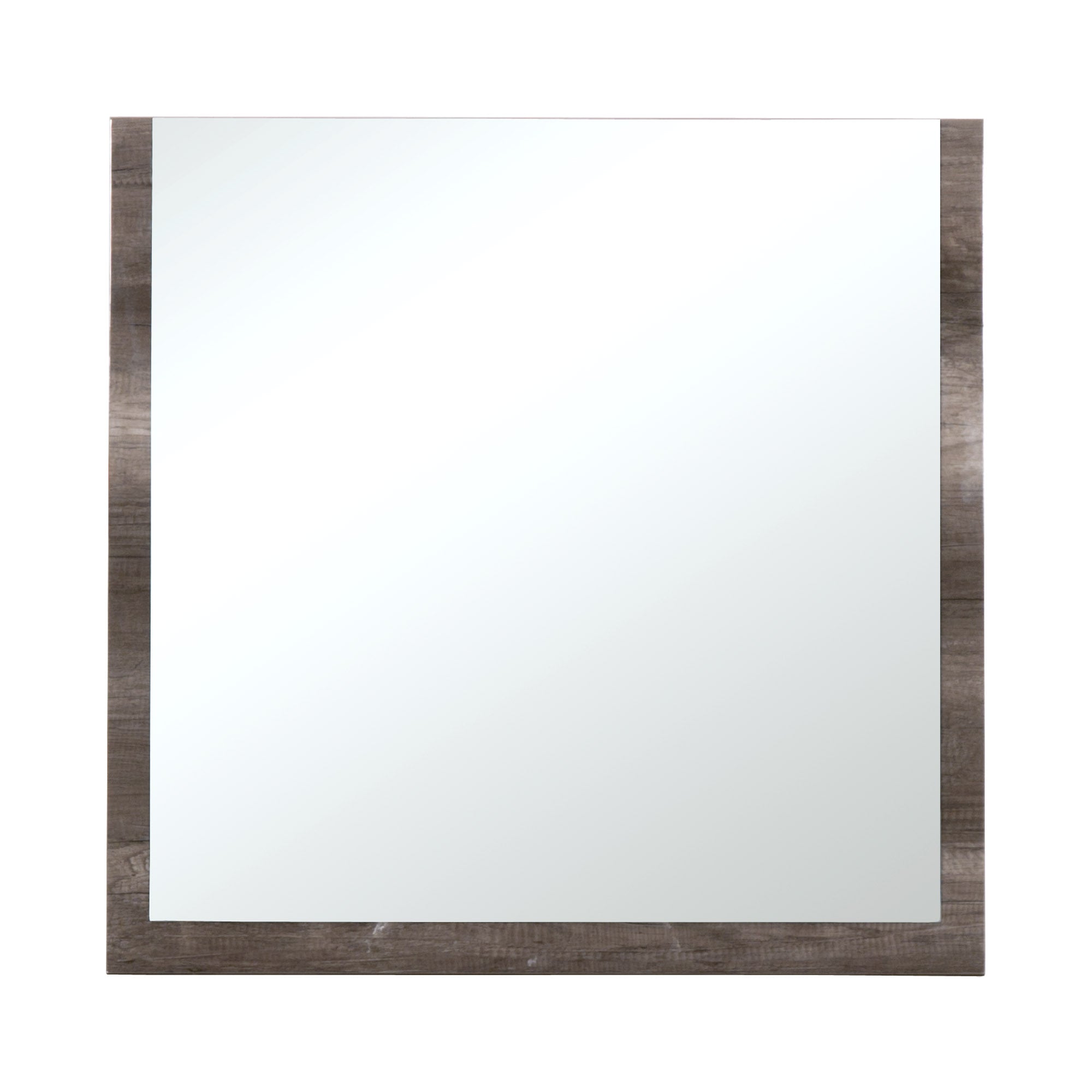U Shaped Grained Wood Encased Wall Mirror Brown And Silver-zoom-1