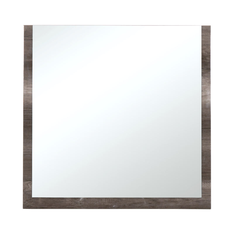U Shaped Grained Wood Encased Wall Mirror Brown And Silver-zoom-