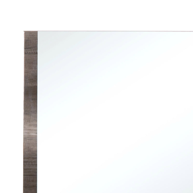 U Shaped Grained Wood Encased Wall Mirror Brown And Silver-zoom-