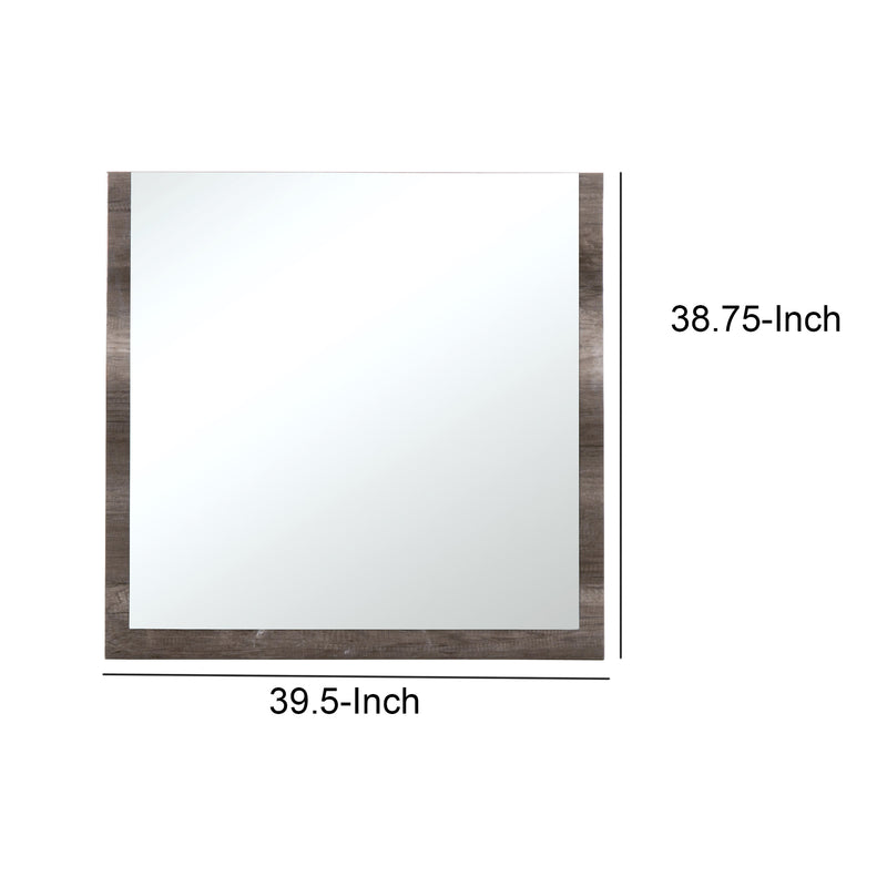 U Shaped Grained Wood Encased Wall Mirror Brown And Silver-zoom-