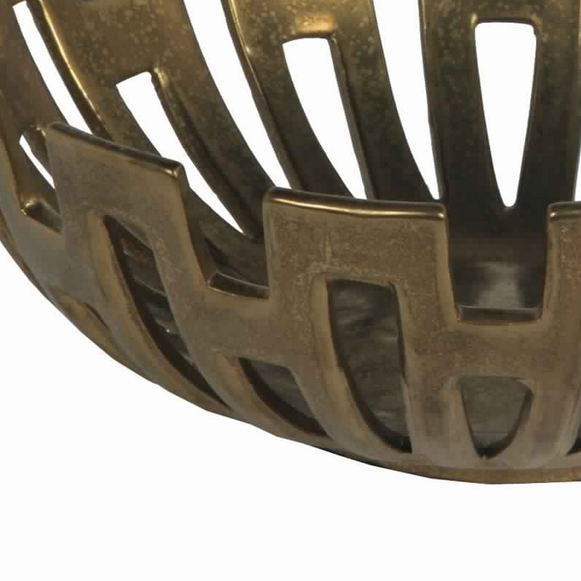 Metal Decorative Bowl With Geometric Design Small Gold-zoom-2