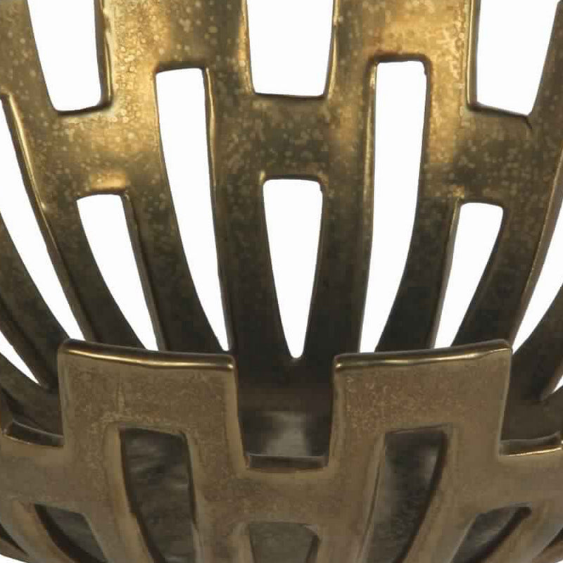 Metal Decorative Bowl With Geometric Design Small Gold-zoom-