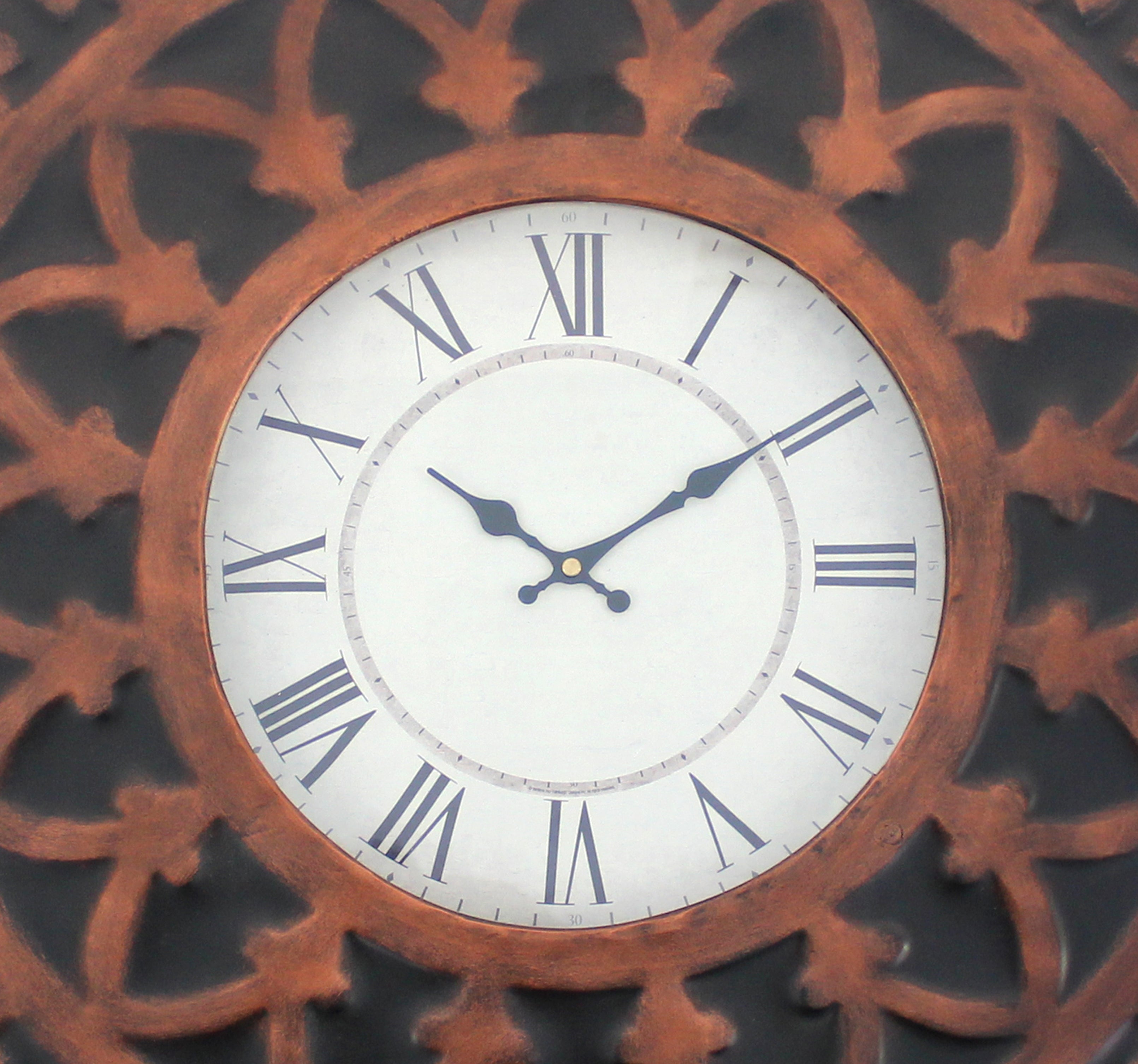 Baroque Design Metal Wall Clock With Roman Numerals Brown And Black-zoom-3