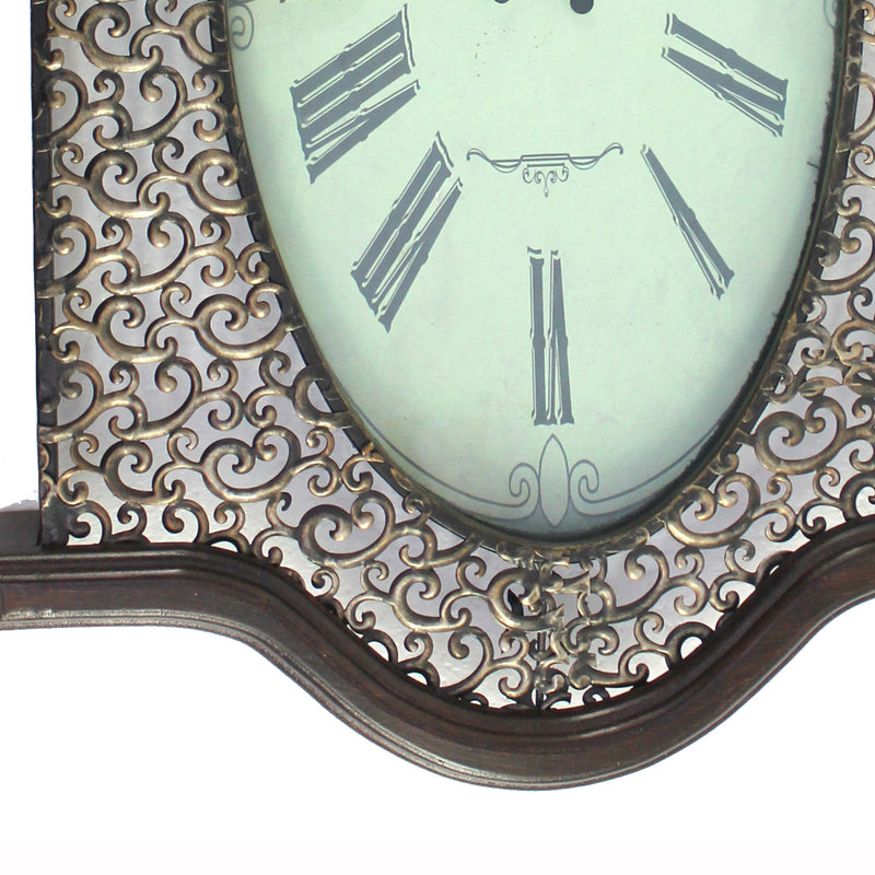 Wall Clock With Scalloped Wooden Top And Bottom Brown-zoom-