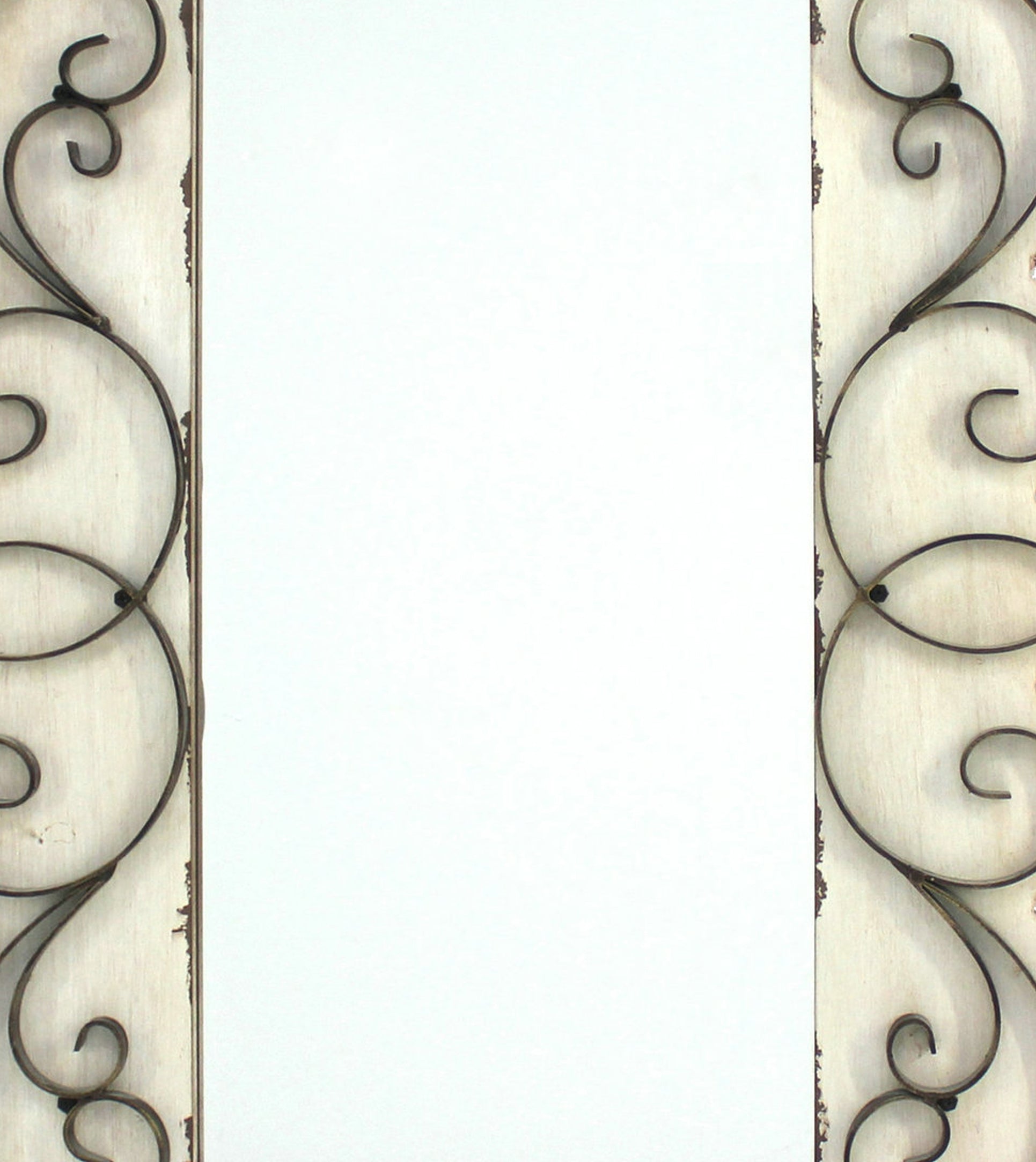 Rectangular Wall Mirror With Wooden Frame And Metal Scrolled Edges White-zoom-3
