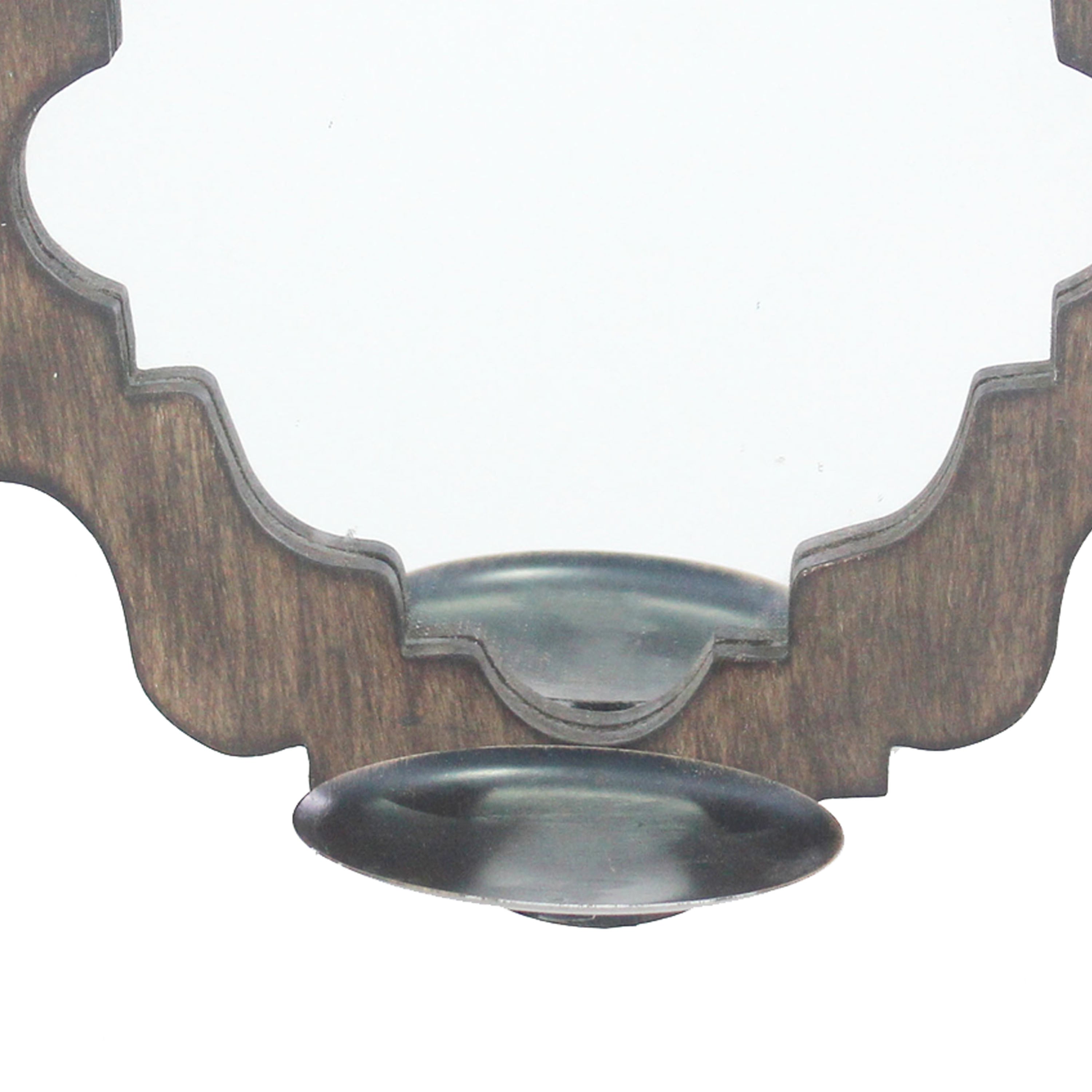 Wooden Candle Holders With Mirror And Quatrefoil Pattern Set Of 2 Brown-zoom-2