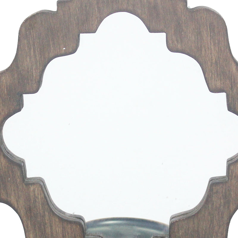 Wooden Candle Holders With Mirror And Quatrefoil Pattern Set Of 2 Brown-zoom-