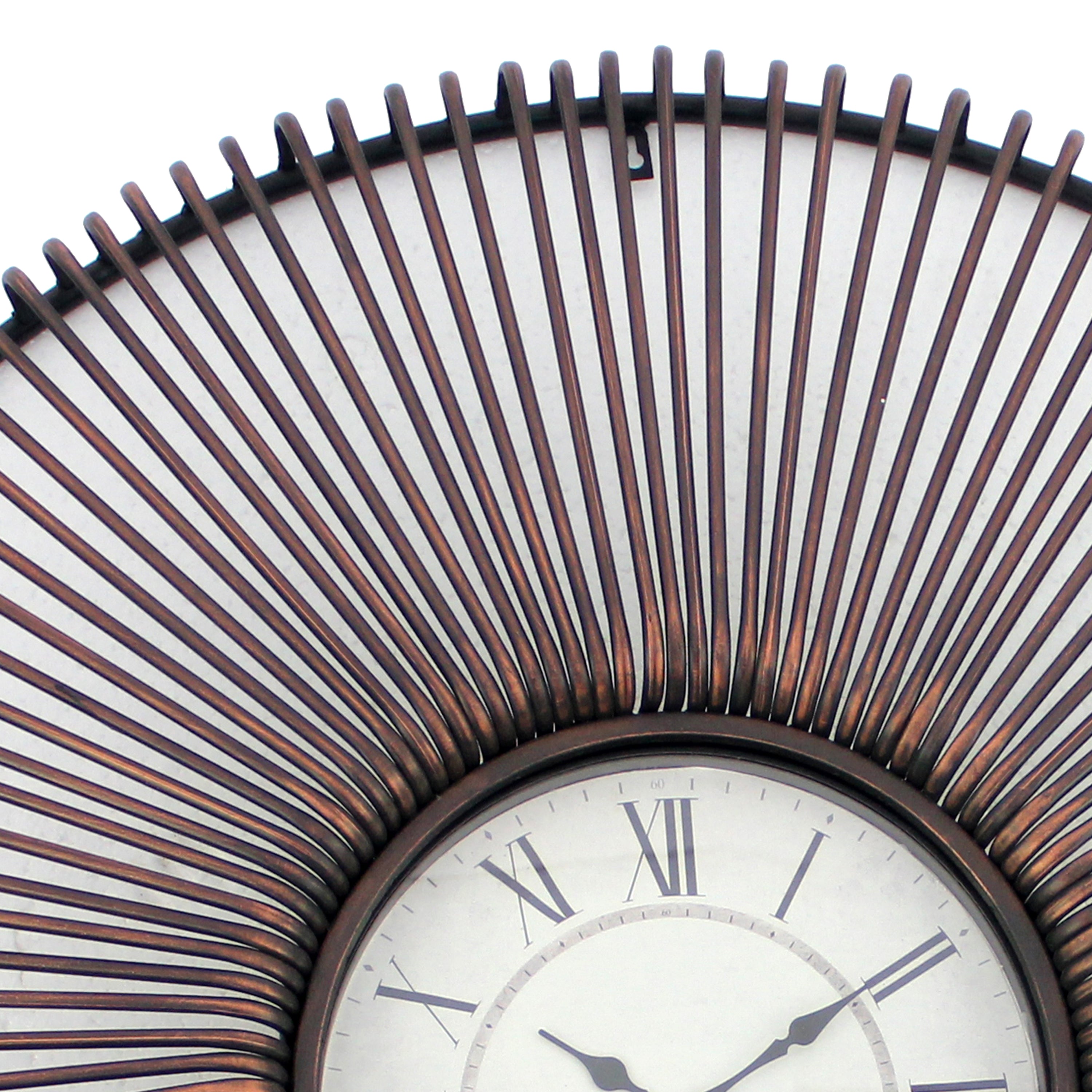 Wall Clock With Metal Fan Guard Design Frame Brown-zoom-4