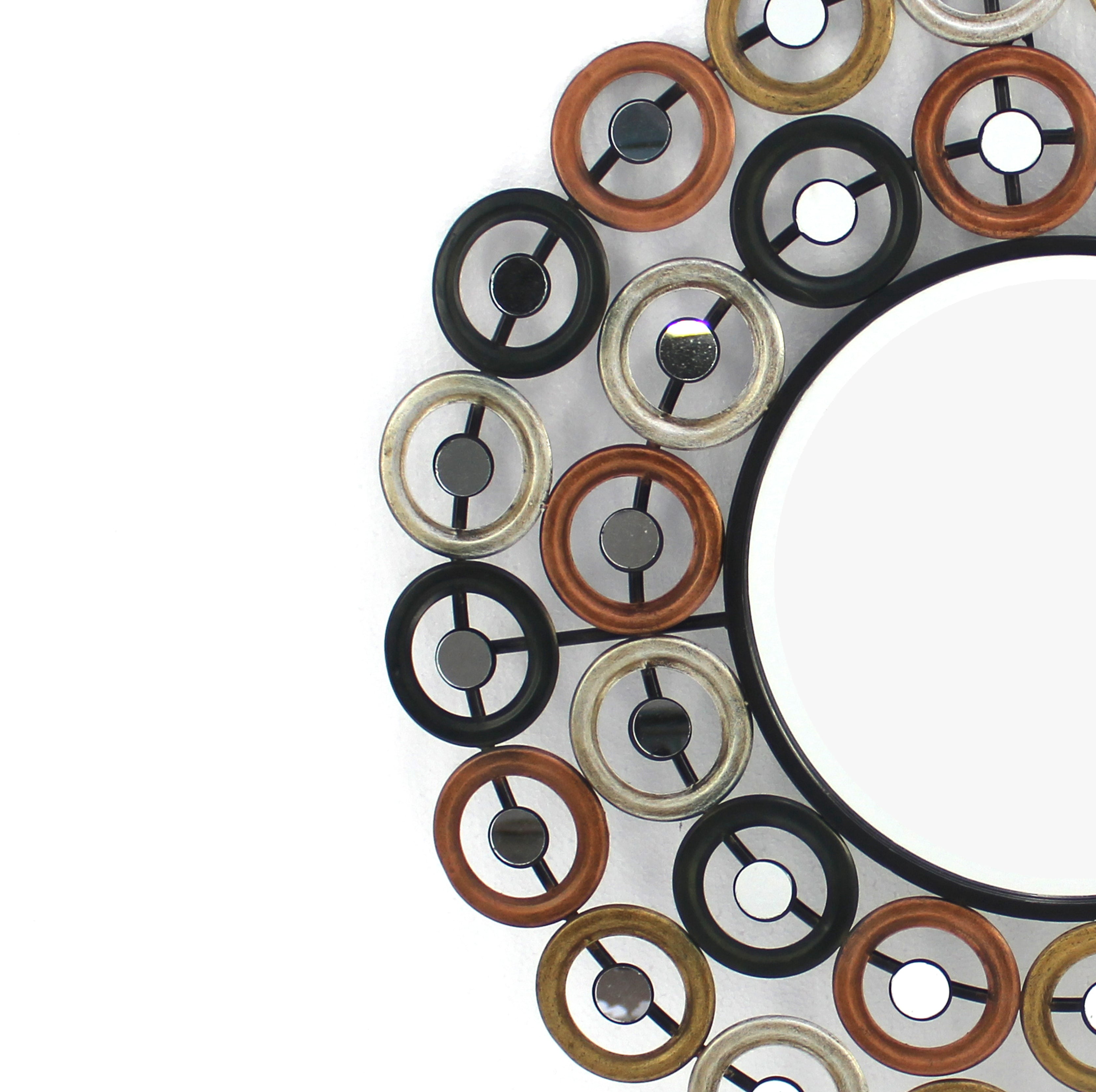 Round Wall Mirror Surrounded By Smaller Round Mirrors Multicolor-zoom-2