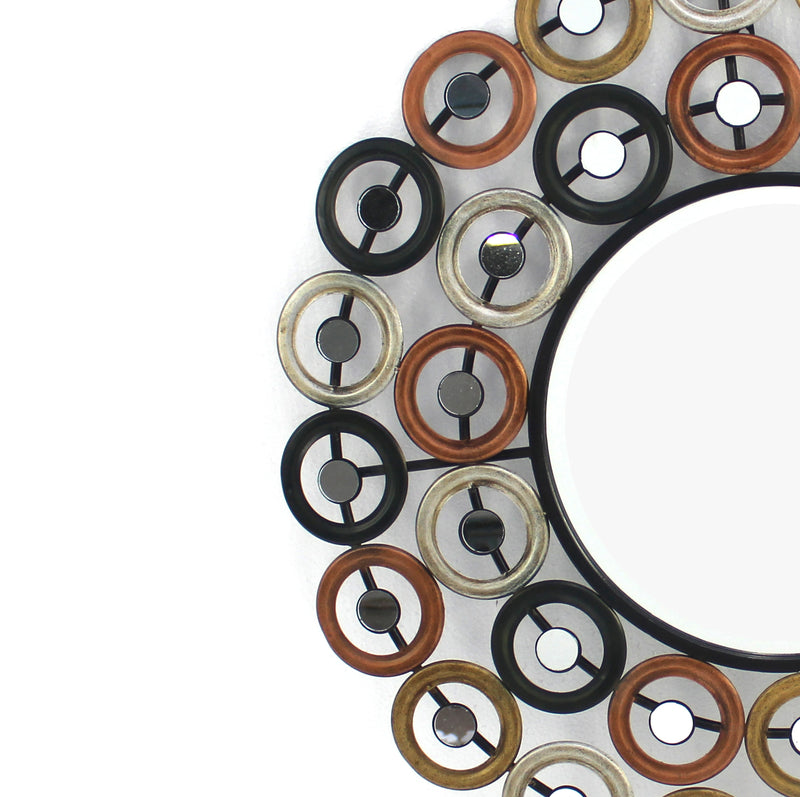 Round Wall Mirror Surrounded By Smaller Round Mirrors Multicolor-zoom-