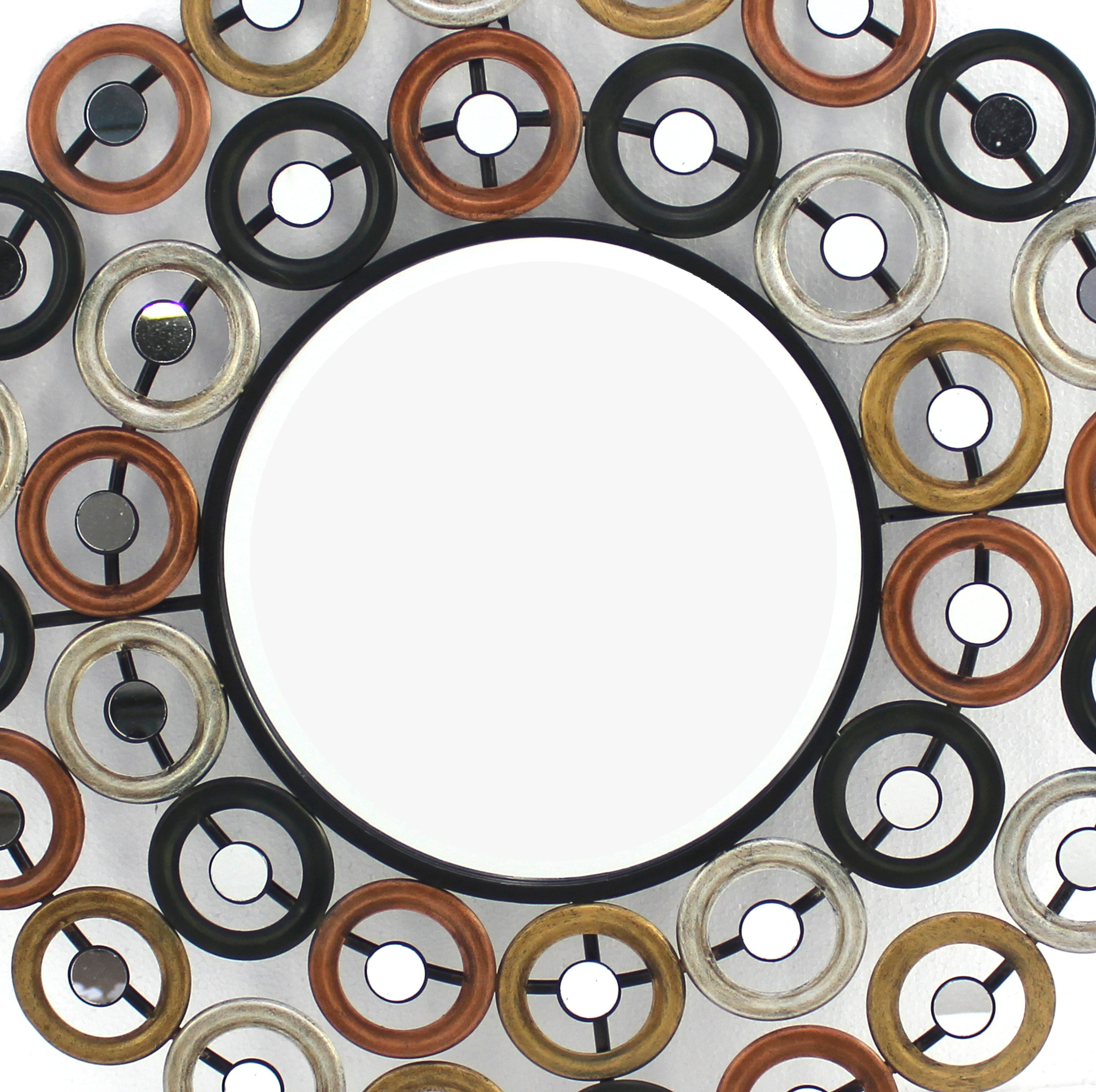 Round Wall Mirror Surrounded By Smaller Round Mirrors Multicolor-zoom-3