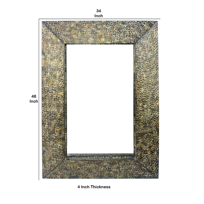 Rectangular Wall Mirror With Gravel Mosaic Border Brown-zoom-