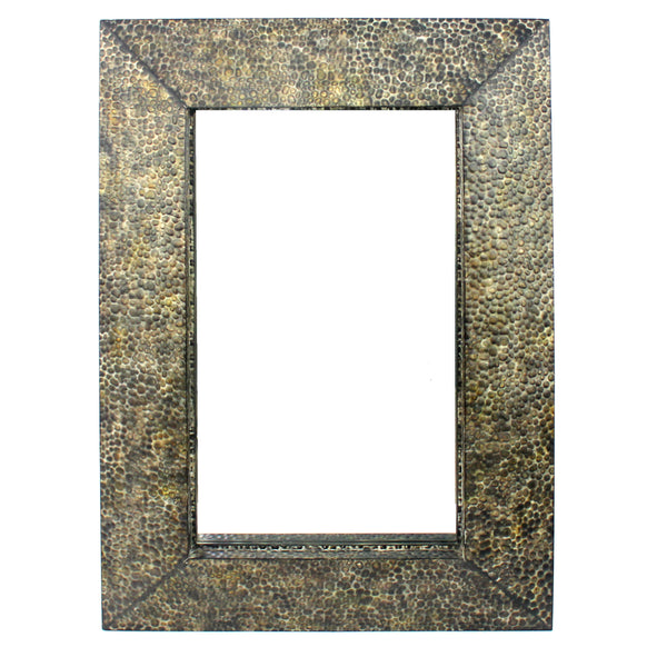 Rectangular Wall Mirror With Gravel Mosaic Border Brown