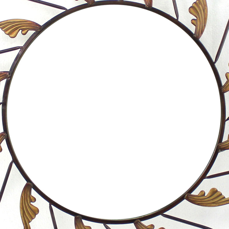 Round Metal Wall Mirror With Scroll Details Bronze And Gold-zoom-