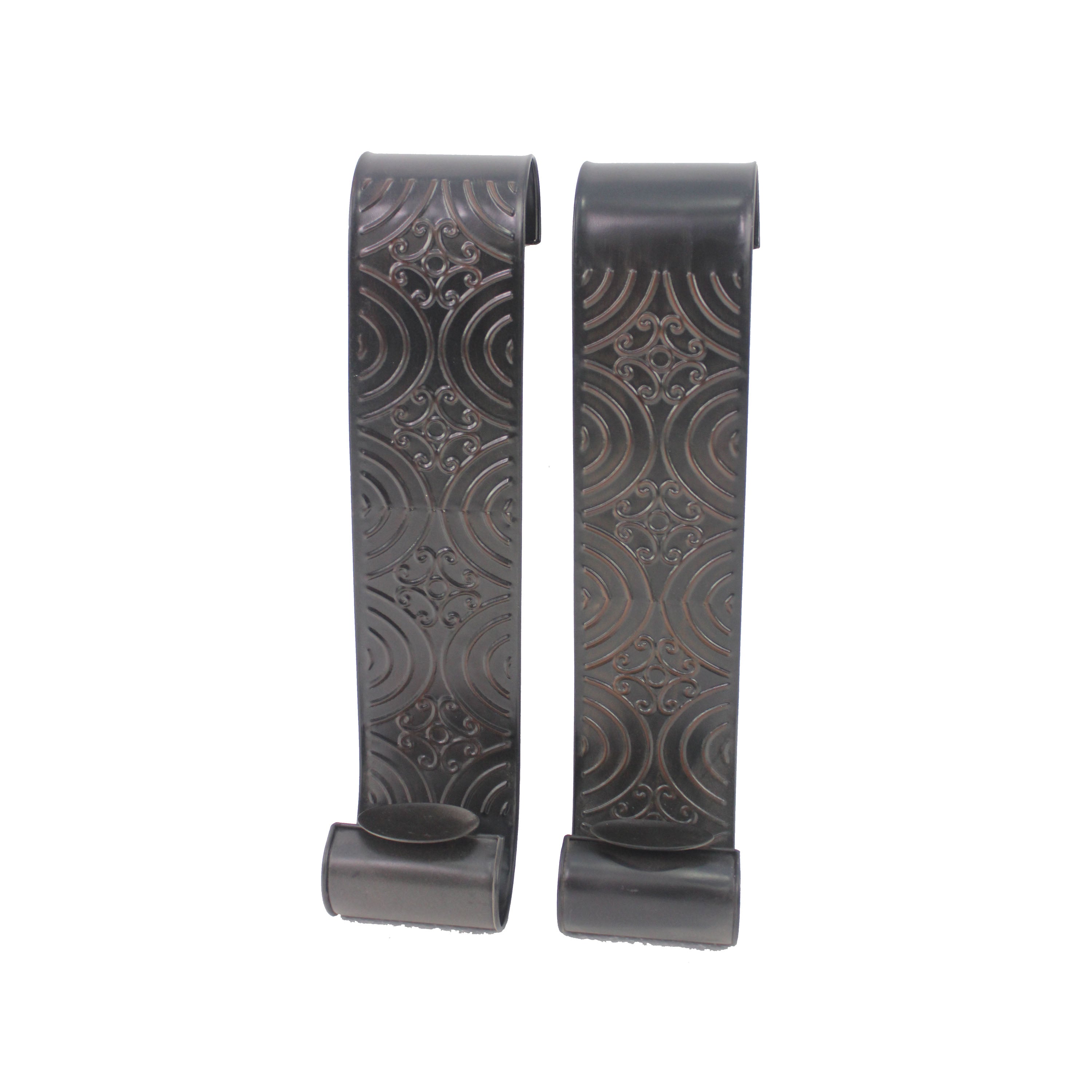 Metal Sconce Candle Holder With Embossed Intricate Carvings Bronze