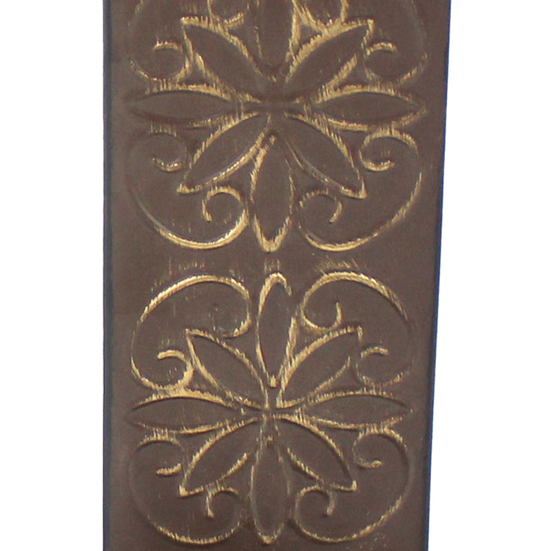 Metal Sconce Candle Holder With Embossed Intricate Carvings Brown-zoom-