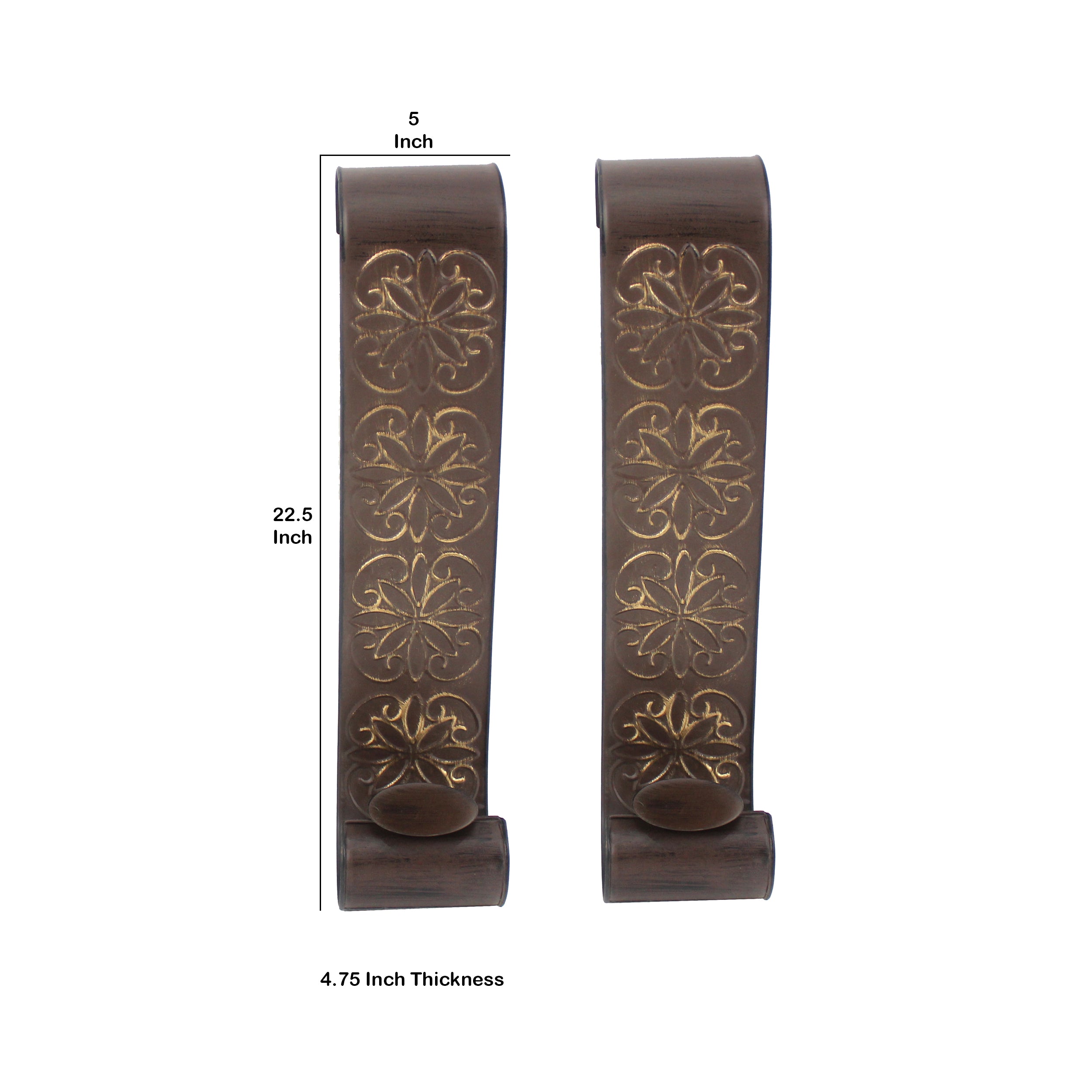 Metal Sconce Candle Holder With Embossed Intricate Carvings Brown-zoom-5