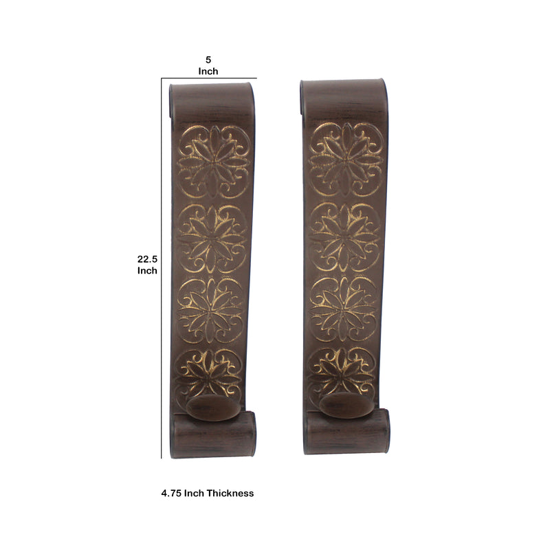 Metal Sconce Candle Holder With Embossed Intricate Carvings Brown-zoom-