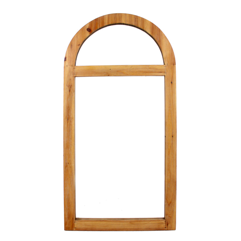 Farmhouse Style Rectangular Wooden Wall Mirror With Arched Top Brown-zoom-