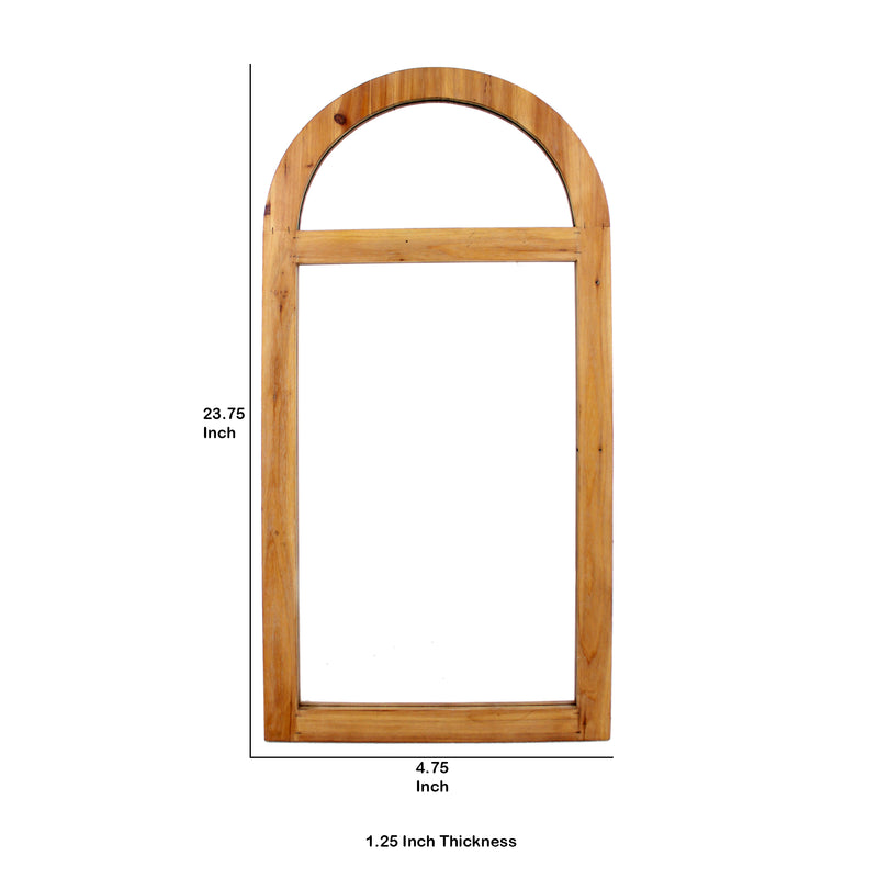 Farmhouse Style Rectangular Wooden Wall Mirror With Arched Top Brown-zoom-