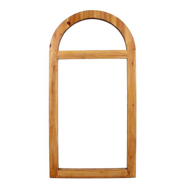Farmhouse Style Rectangular Wooden Wall Mirror With Arched Top Brown