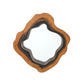 Wooden Wall Mirror With Grotto Diamond Shape Brown