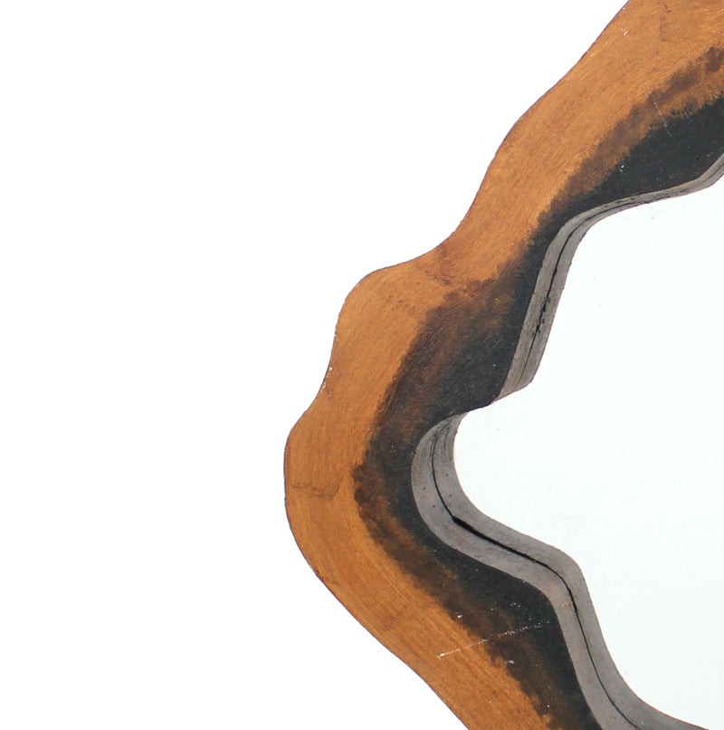 Wooden Wall Mirror With Grotto Diamond Shape Brown-zoom-