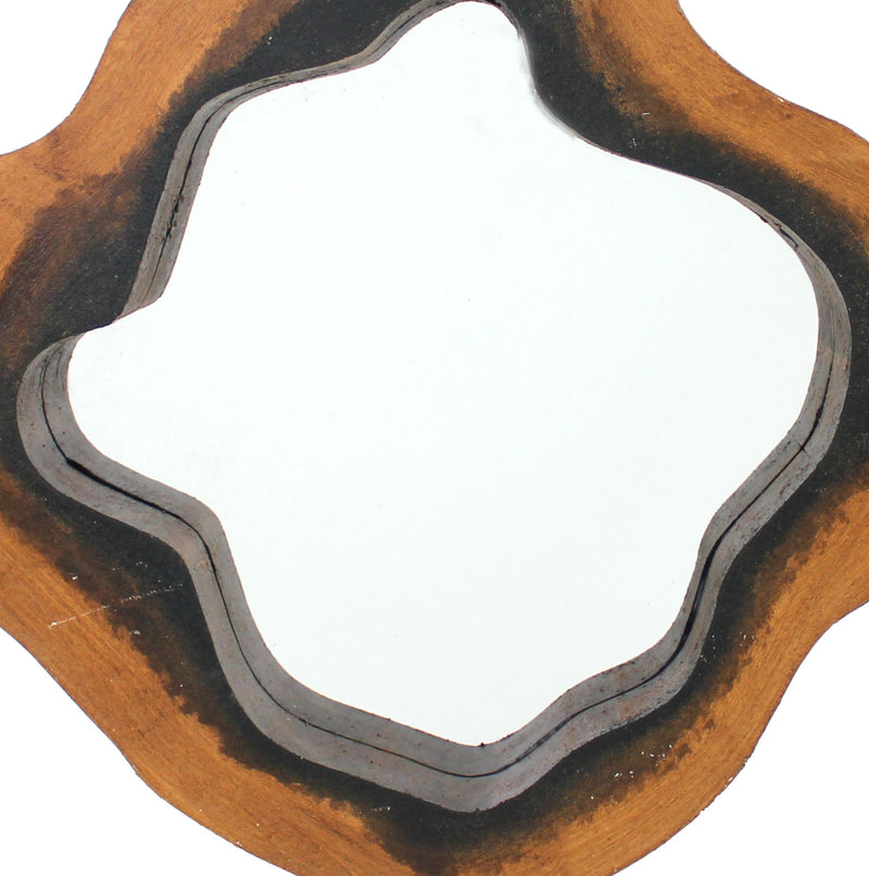 Wooden Wall Mirror With Grotto Diamond Shape Brown-zoom-