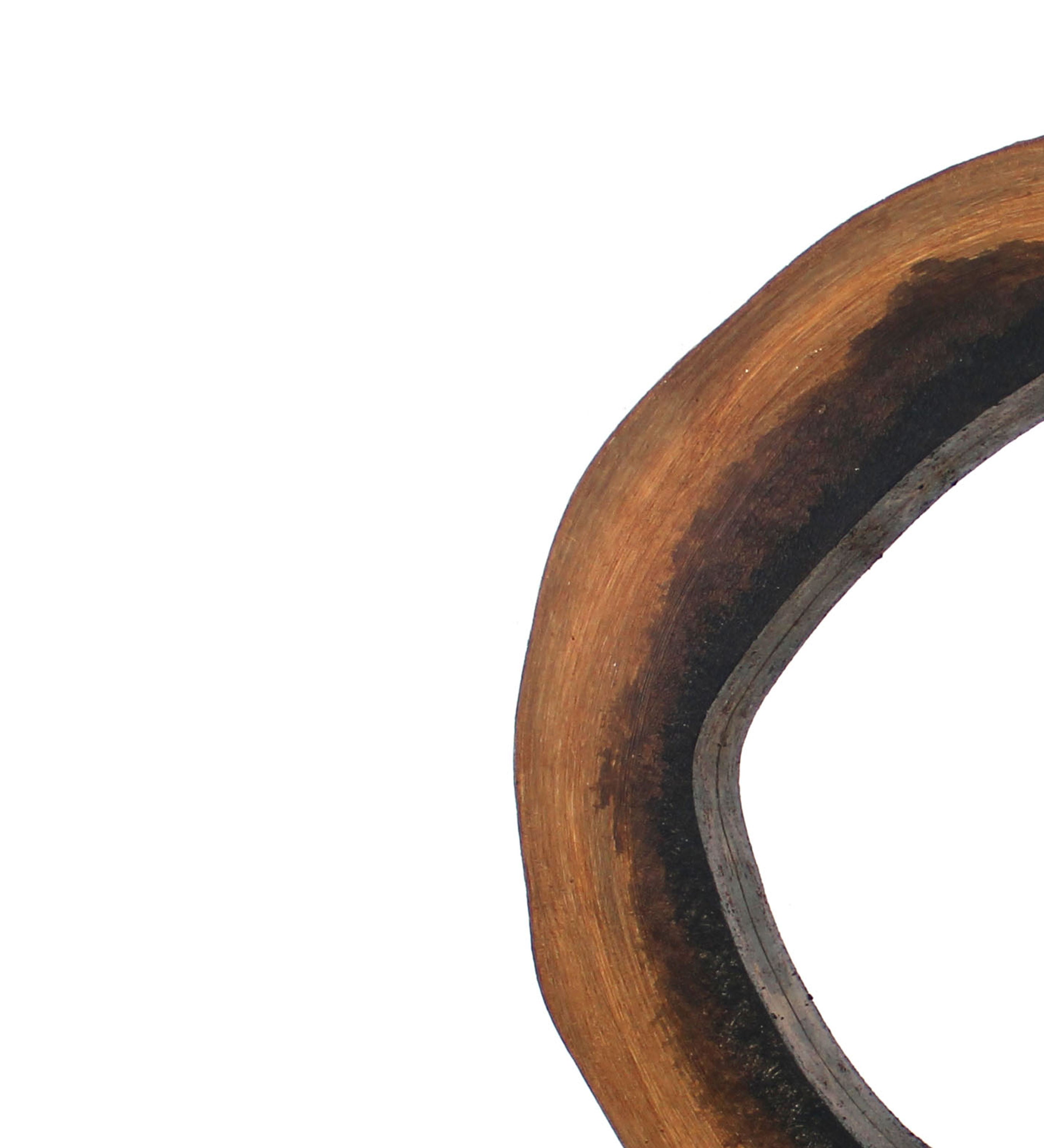 Wooden Wall Mirror With Grotto Circular Shape Brown