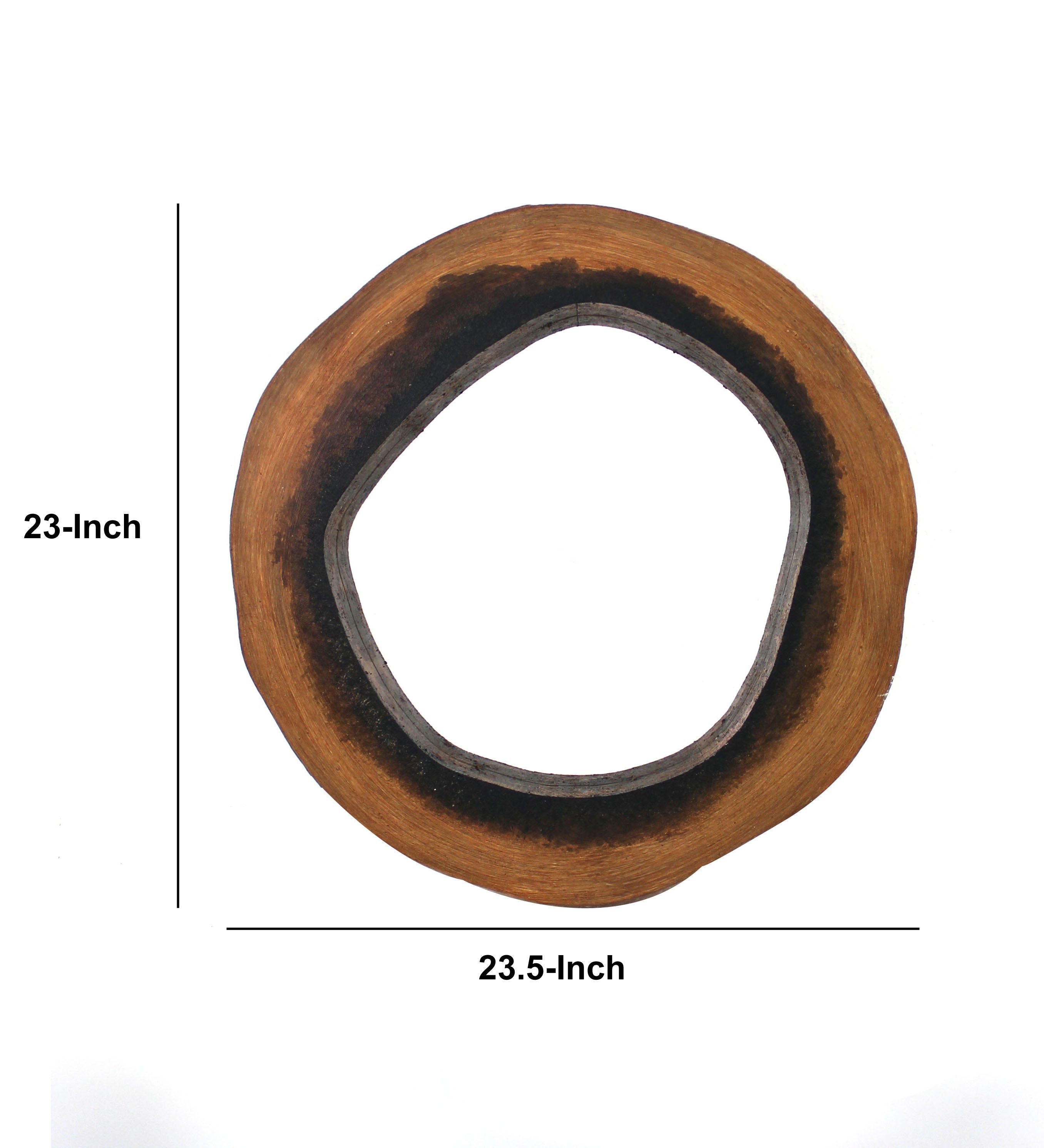 Wooden Wall Mirror With Grotto Circular Shape Brown-zoom-5