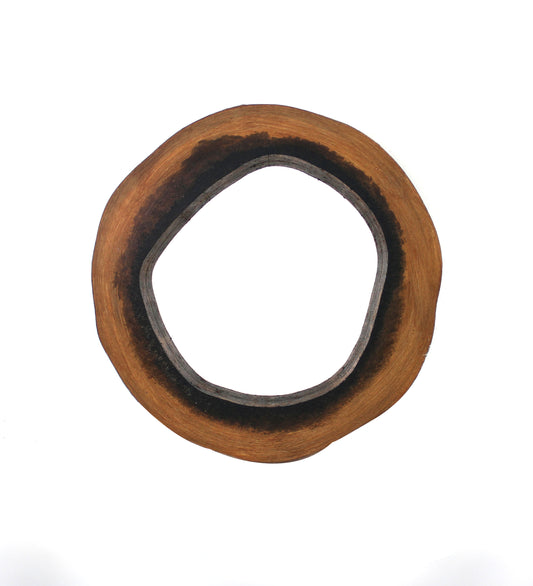 Wooden Wall Mirror With Grotto Circular Shape Brown