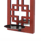 Lattice Design Wooden Frame Candle Holder With Mirror Insert Red