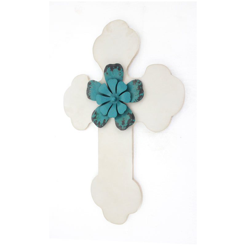 Rustic Wooden Cross Wall Decor White-zoom-