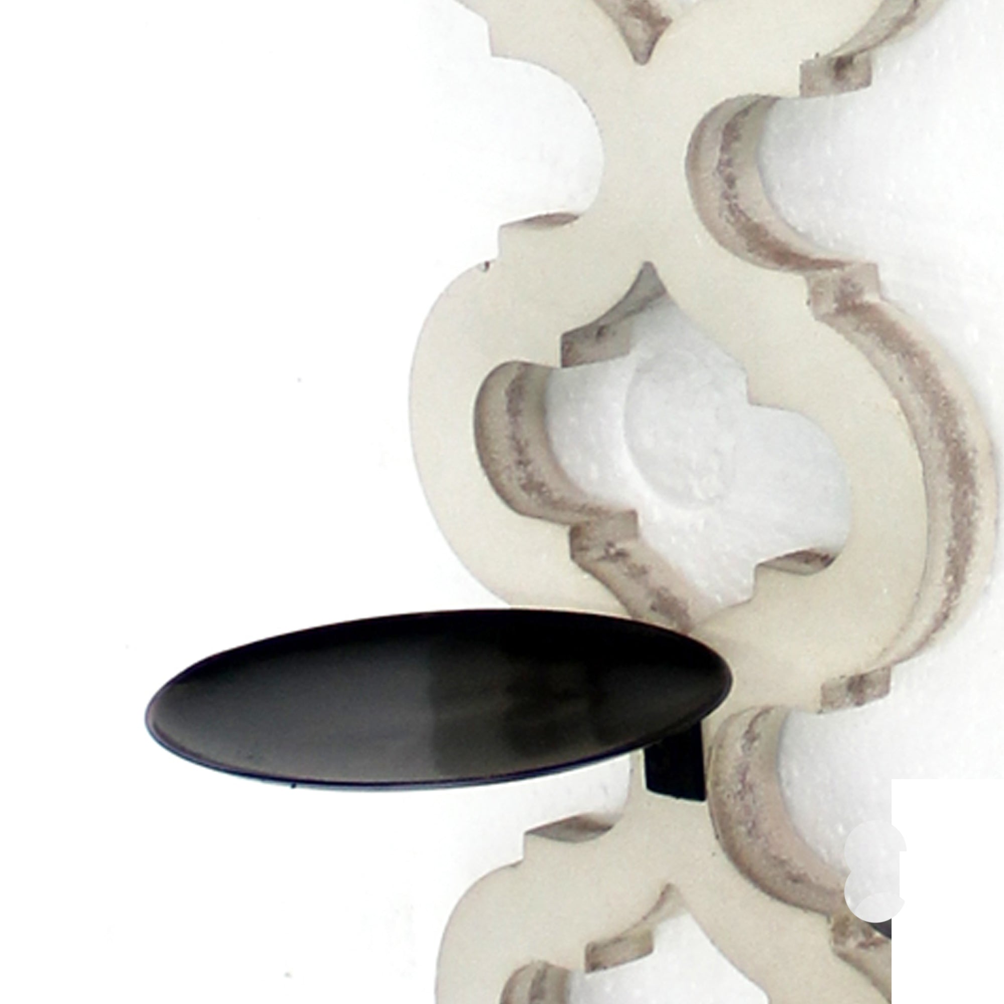 Geometric Lattice Wooden Frame Metal Candle Holder Set Of 2 White-zoom-2