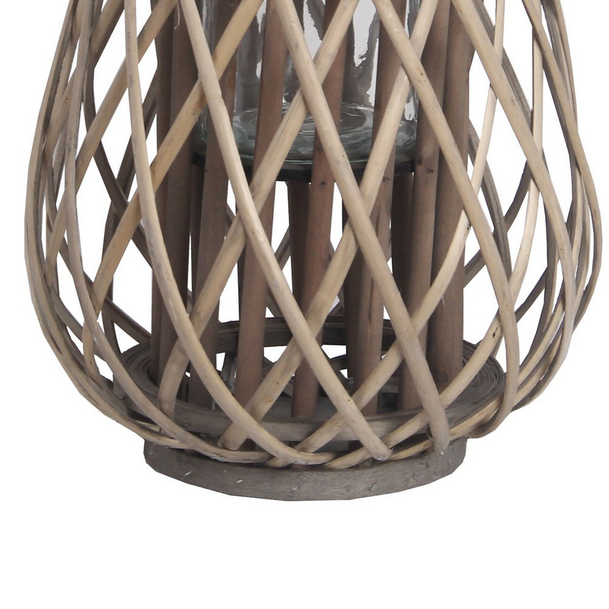 Bellied Bamboo Lantern With Lattice Design And Handle Medium Gray-zoom-4