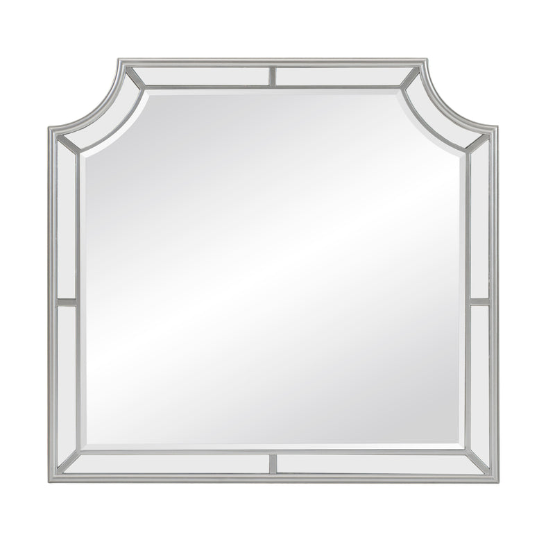 Wooden Frame Mirror With Clipped Corners And Mirror Trim Silver-zoom-