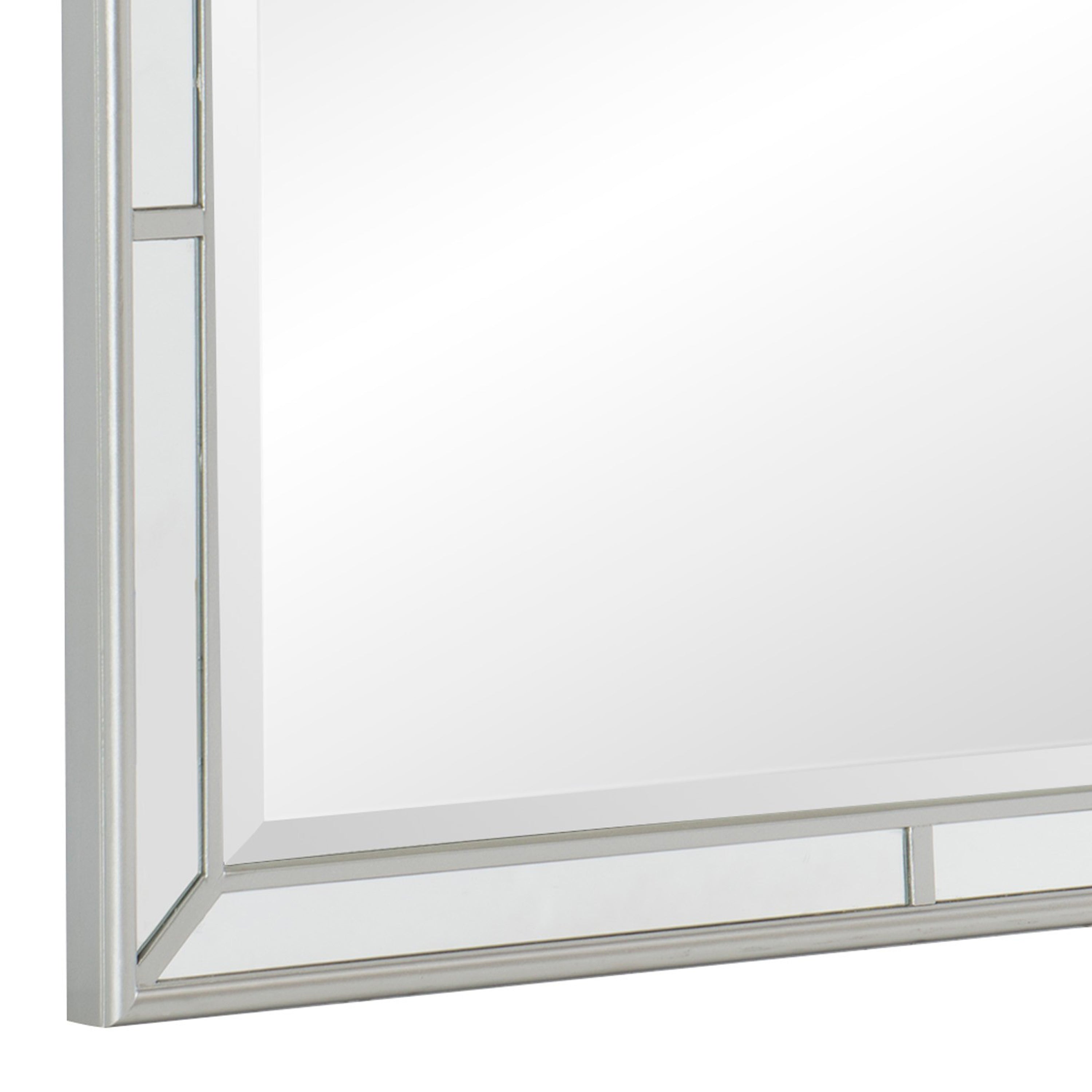 Wooden Frame Mirror With Clipped Corners And Mirror Trim Silver-zoom-3
