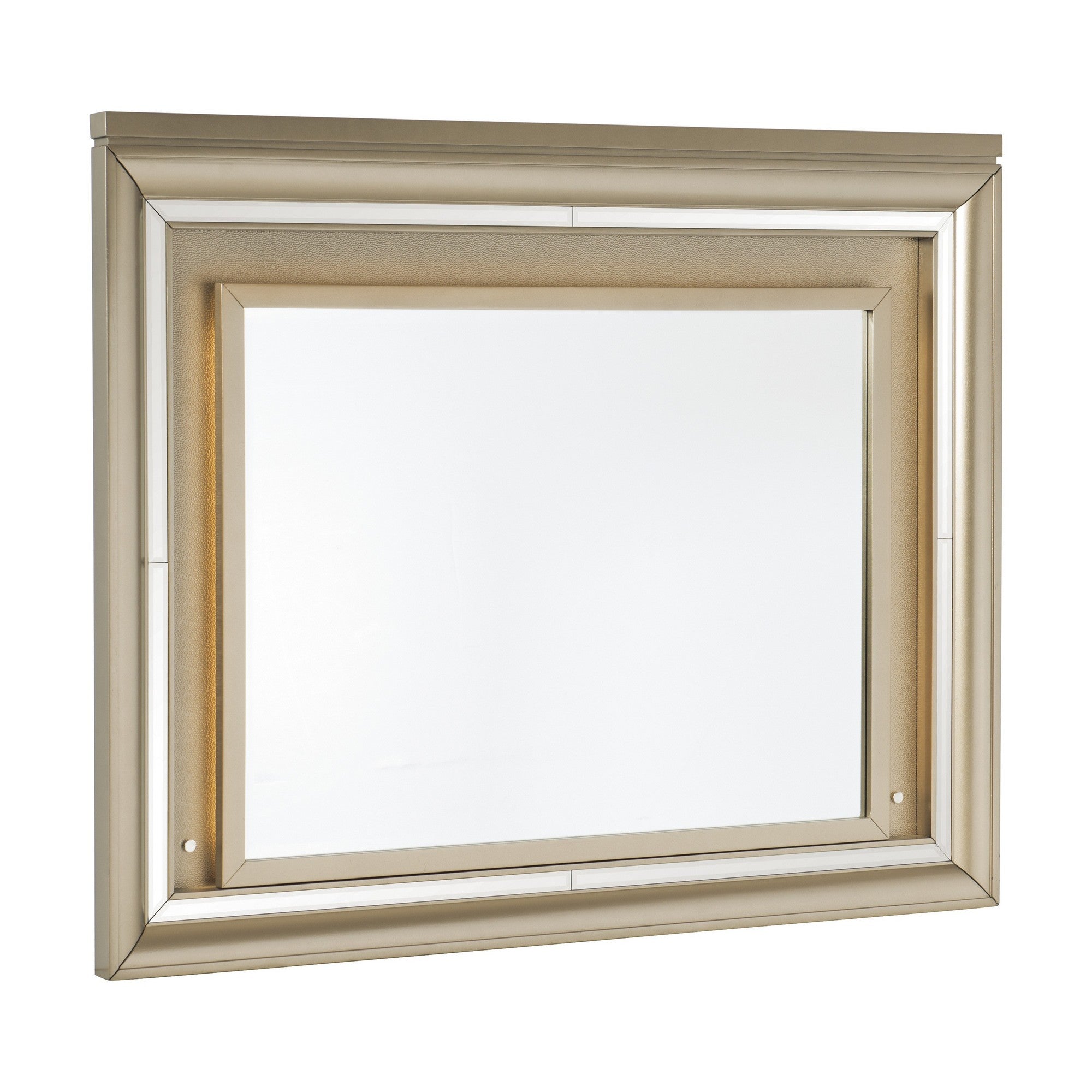 Wooden Frame Mirror With Led Light Champagne Gold And Silver-zoom-1